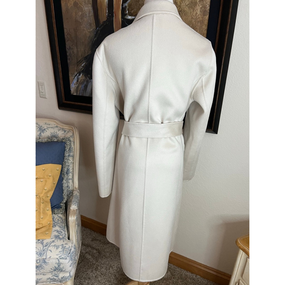 New Women's Quince Ivory 100% Cashmere Double-Faced Wrap Coat M - Picture 4 of 7